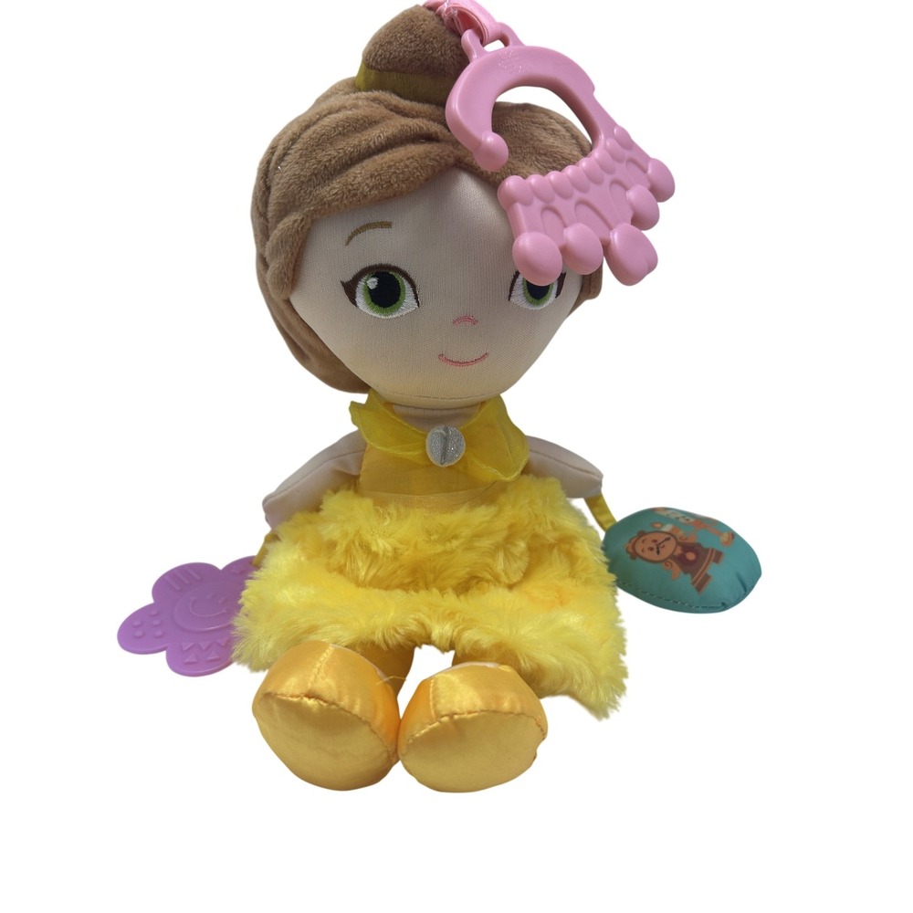 Disney Baby Belle Princess Plush Light Up Musical Toy Yellow Girl Teether